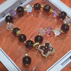 Elegant Purple and Gold Charm Bracelet